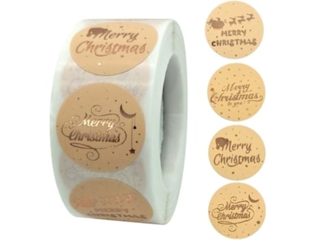 500 Etiquetas Redondas De Folha De Ouro Feliz Natal