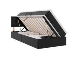 Conjunto 1 Cama Com Armazenamento Vidaxl Preto Couro Sintético (100 X 200 Cm)