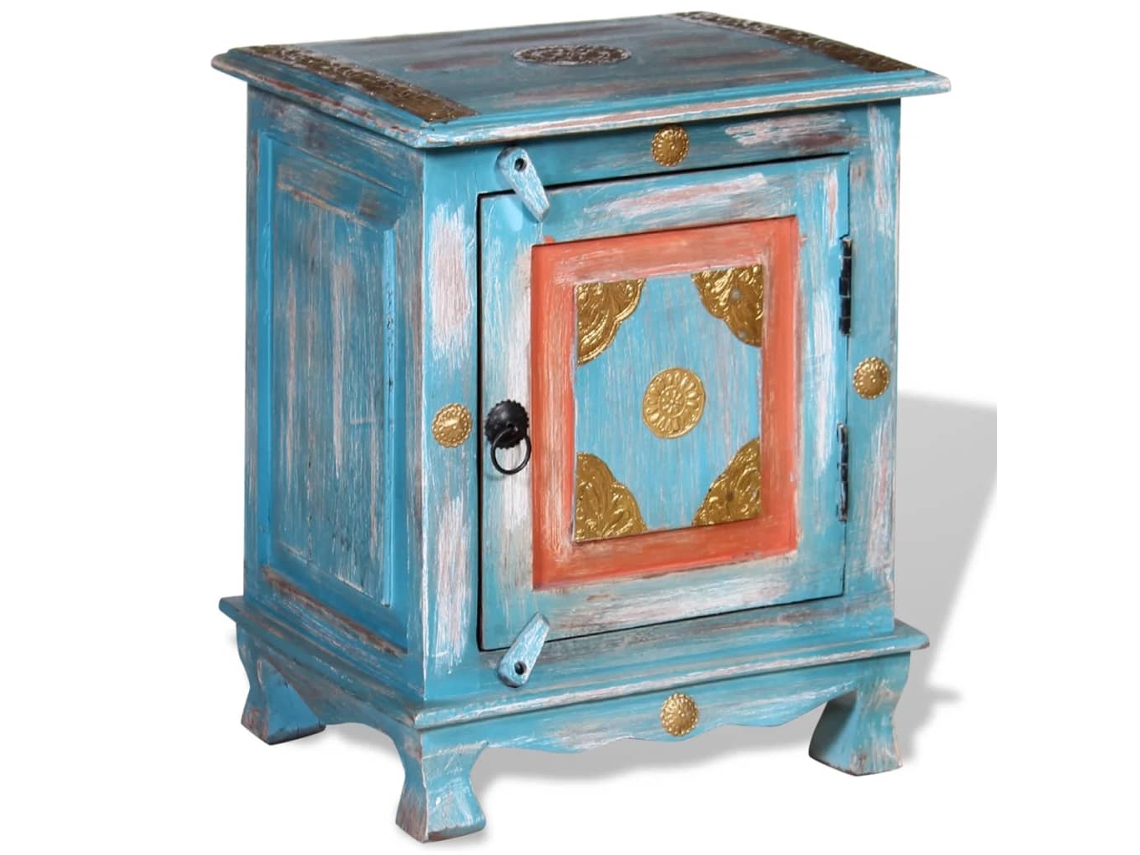 Mesa de Cabeceira Madeira de Mangueira Maciça Azul MAISON EXCLUSIVE