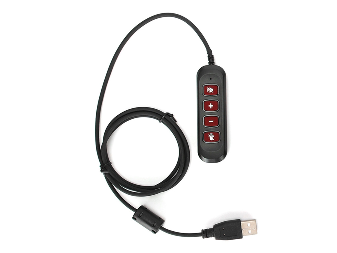 Adaptador Mali H901 com plugue USB QD para fone de ouvido com volume ajustável para equipamentos de call center, 3,5 mm, vermelho.