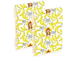Conjunto de 2 Cadernos Pautados A5 Estampa Macaco e Palmeira Resistentes Amplos 60 Folhas P (21,1 X 14,5 Cm)