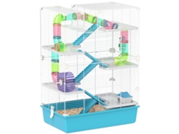Gaiola De Hamster De 6 Andares Com Tubos, Túneis, Casinha, Roda De Exercícios, Comedouro, Bebedouro, Rampas, Azul Claro