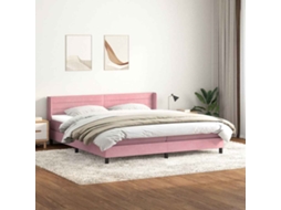 Vidaxl Cama Com Molas/colchão 180x210 Cm Veludo Rosa