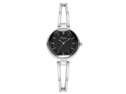 Relógio de Pulseira Bangle Feminino com Mostrador Redondo de Liga e Movimento de Quartzo Preto+prata