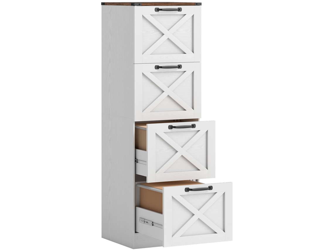 Arquivador com 4 Gavetas com Trilho Suspenso para A4 e Carta 40x40x131 Cm Branco Ge