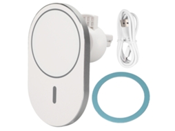 Cargador Sem Fio Magnético Para Carro 15w Rotação 360 Graus Branco
