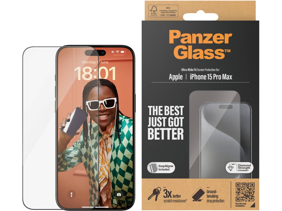 Película de Ecrã para iPhone 15 Pro Max PANZERGLASS Transparente
