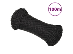 Vidaxl Corda De Trabalho 3 Mm 100 M Poliéster Preto