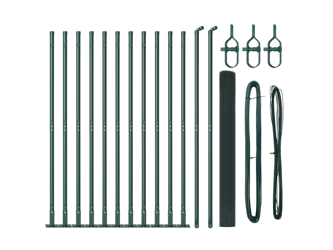 Conjunto 1 Poste De Cerca Vidaxl Verde Aço (25 X 1,4 M)