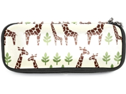 Amplo espaço de armazenamento com estampa de girafa, um animal típico da savana, ideal para escola, escrivaninha e para adultos, meninas e crianças.