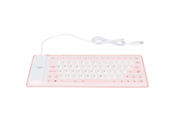 Teclado Com Fio Usb De Silicone 85 Teclas Rosa Claro
