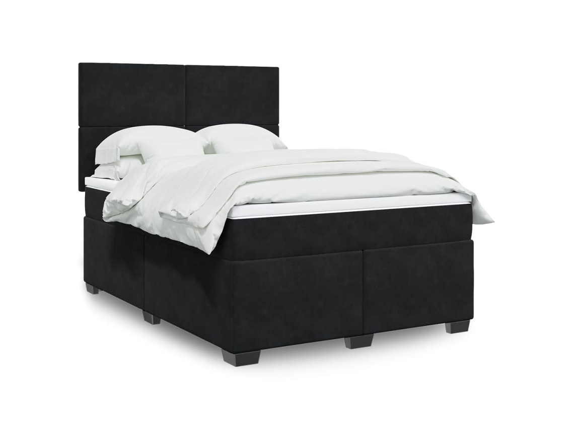 Vidaxl Cama Com Molas/colchão 160x200 Cm Veludo Preto