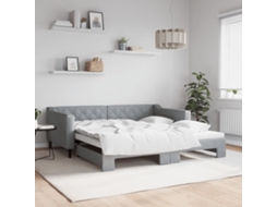 Vidaxl Sofá-cama Com Gavetão 100x190 Cm Tecido Cinzento-claro