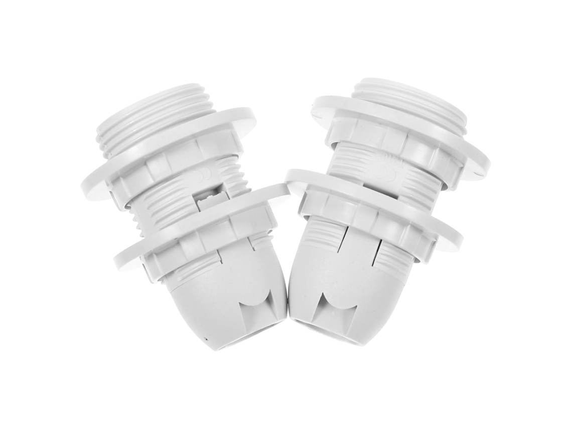 Soquete E14 De Plástico Branco, Pacote Com 2 Unidades, Para Lâmpadas.