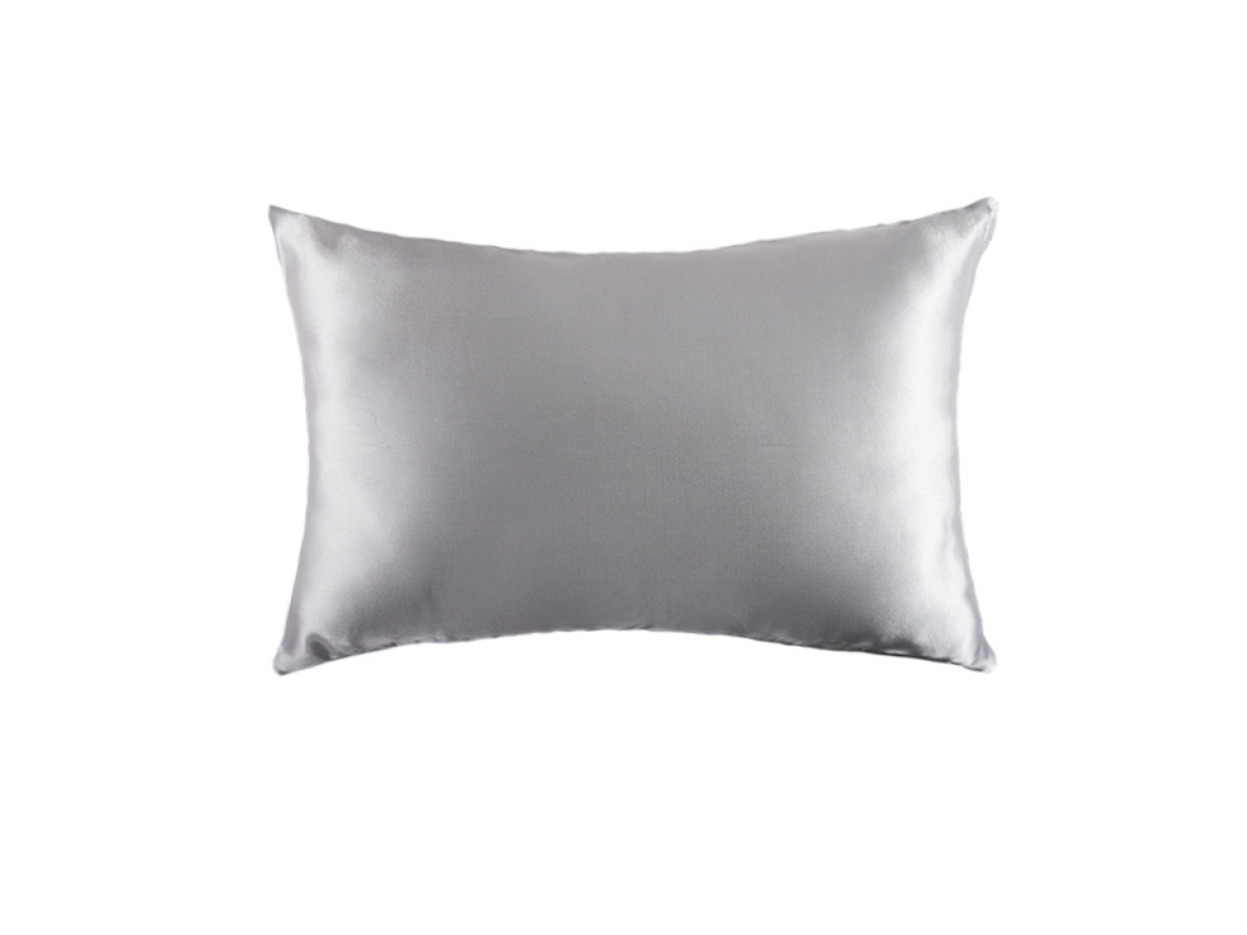 1 Fronha De Seda Dupla Face Com Zíper Invisível - Cinza Prateado - 51x66cm (20x26 Polegadas)