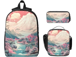 Conjunto De Mochila Fuji Com Lancheira, Estojo, Térmica Escolar, 3 Peças, Presente Para Homens E