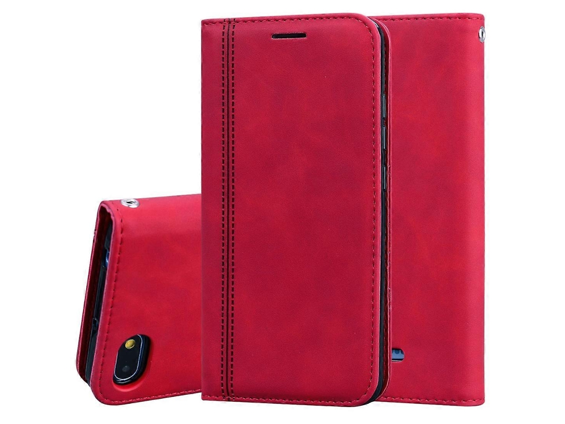 Capa Fosca De Couro Pu Com Aba Horizontal E Fecho Magnético, Suporte, Compartimento Para Cartão E Cordão Para Xiaomi Redmi 6a.