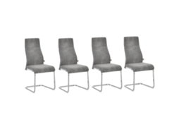 Conjunto de 4 Cadeiras de Sala de Jantar Poliéster, Espuma e Metal Cor Cinzento 45x61x98 cm Homcom