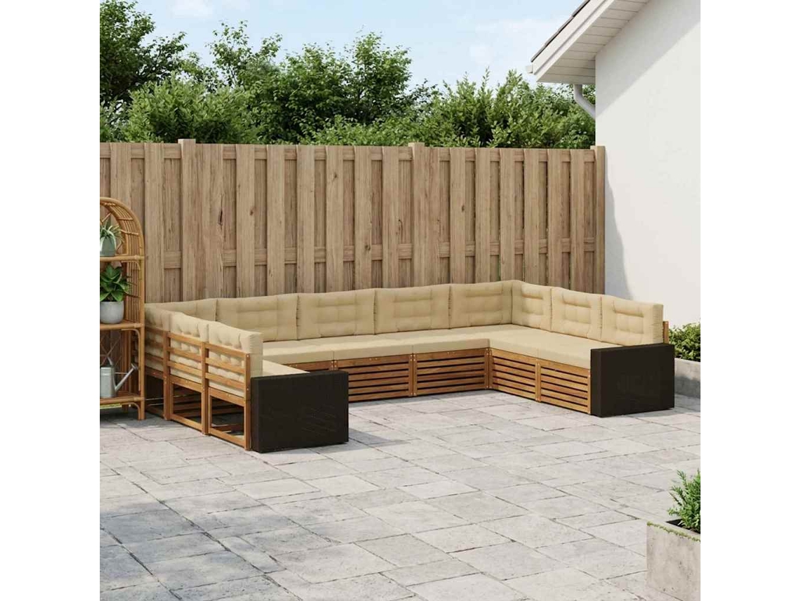 Vidaxl Conjunto De Sofás Para Exterior 9 Unid. Natural E Bege