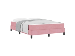 Cama Box com Colchão Rosa 140 X 210 Cm Tecido MAISON EXCLUSIVE