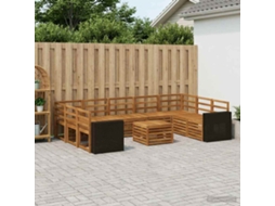 Vidaxl Conjuntos De Sofás 10 Pcs Natural Madeira Sólida De Acácia