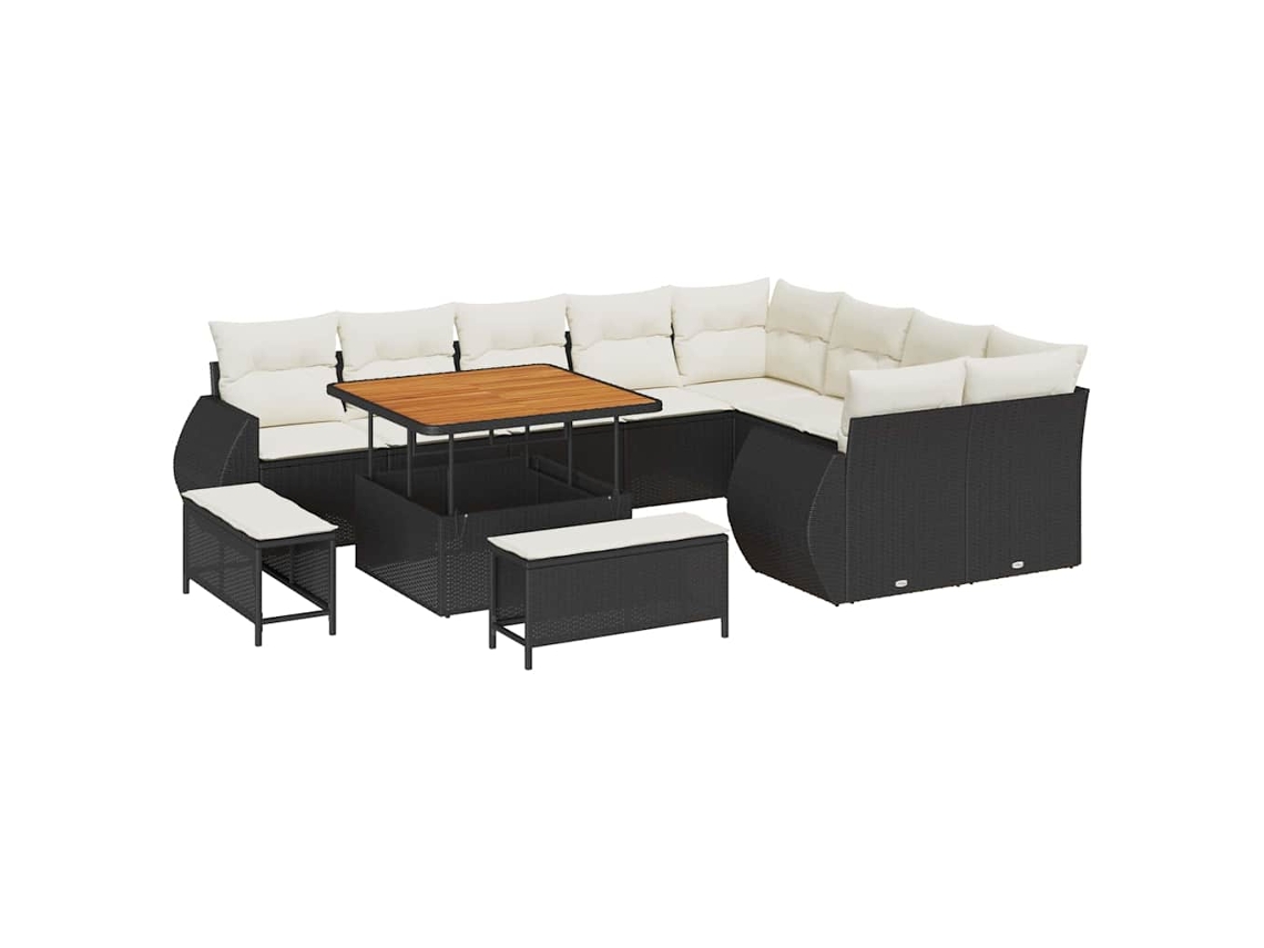 Maison Exclusive - Conjunto De Sofá De Jardim Com Almofada 12 Pcs Preto E Creme