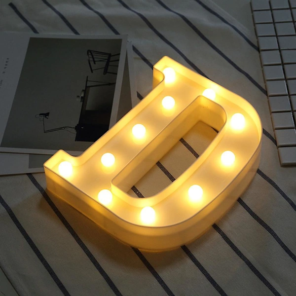 Enfeite Decorativo, Formato De Letra, Em Plástico, 22 Cm, Cor Branca Quente, Para Casa, Mesa, Festas E Composição De Ambientes Sazonais
