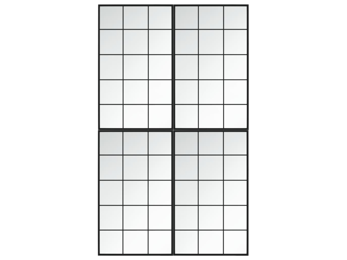 Wall Mirror, Wall Mirrors Vidaxl Preto Metal (100 X 60 Cm (4 Pcs))