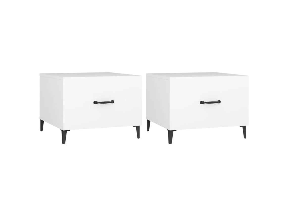 Mesa de centro com pés de metal, 2 peças, branca, MAISON EXCLUSIVE (50x50x40 cm)