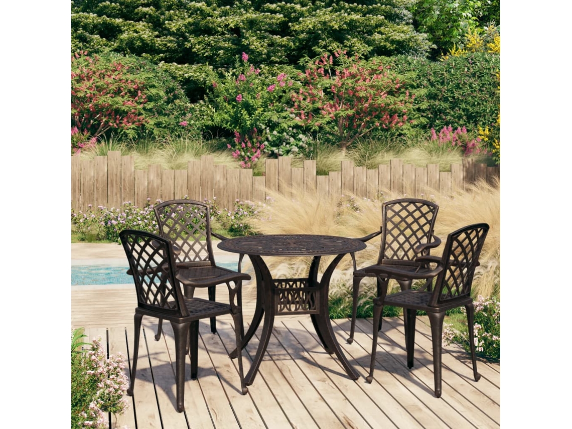 Vidaxl 5 Pcs Conjunto Bistrô Alumínio Fundido Bronze
