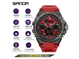 Relógio MDUG multifuncional luminoso, esportivo, à prova d'água, estilo harajuku (vermelho masculino)