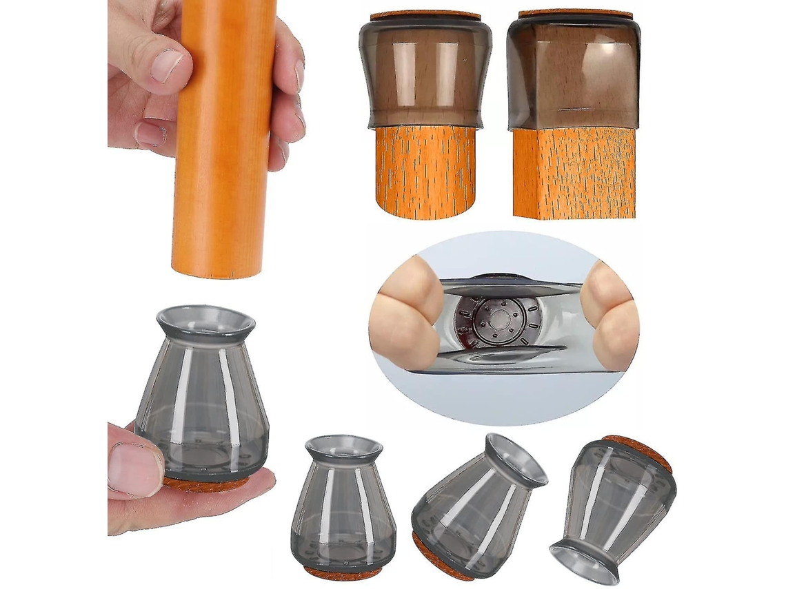 Omni protectoras de Patas de Silla de Silicona Con Fieltro, Cápsulas para Patas, 16 Piezas (xs: 0.5" 1", Negro)