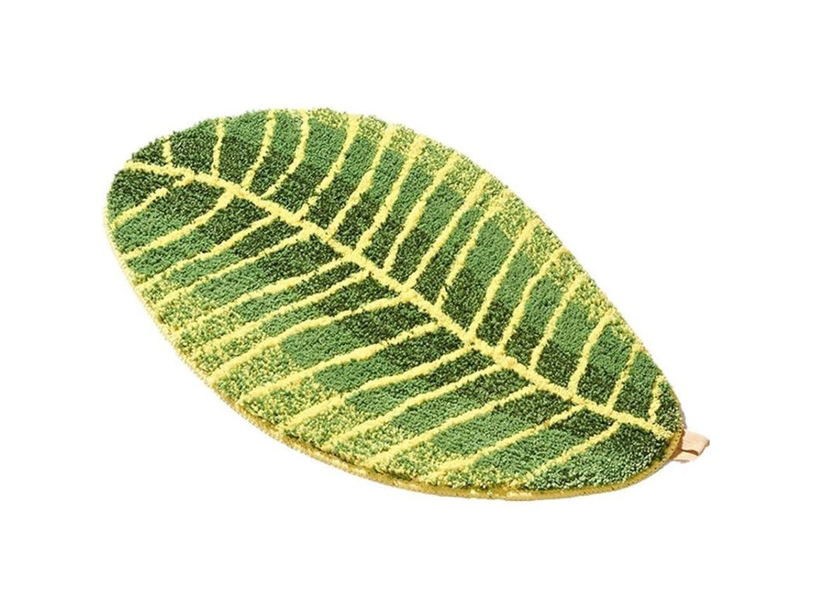2026 alfombra de Baño Linjou Suave Peluda Forma de Hojas Antideslizante Absorbente 45x75cm