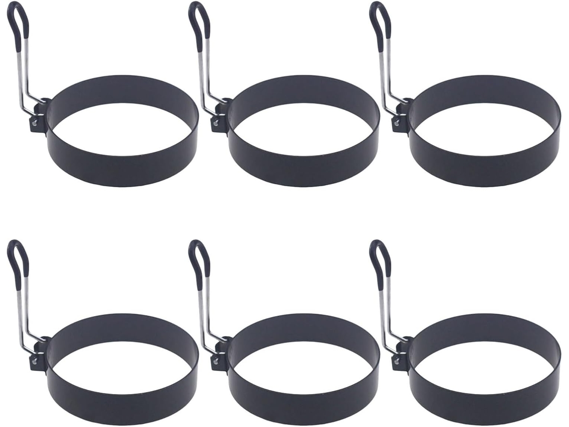 Conjunto De 6 Anéis De Aço Inoxidável Para Fritar Ovos Com Alça, Molde Reutilizável Redondo Para Ome Gokoco