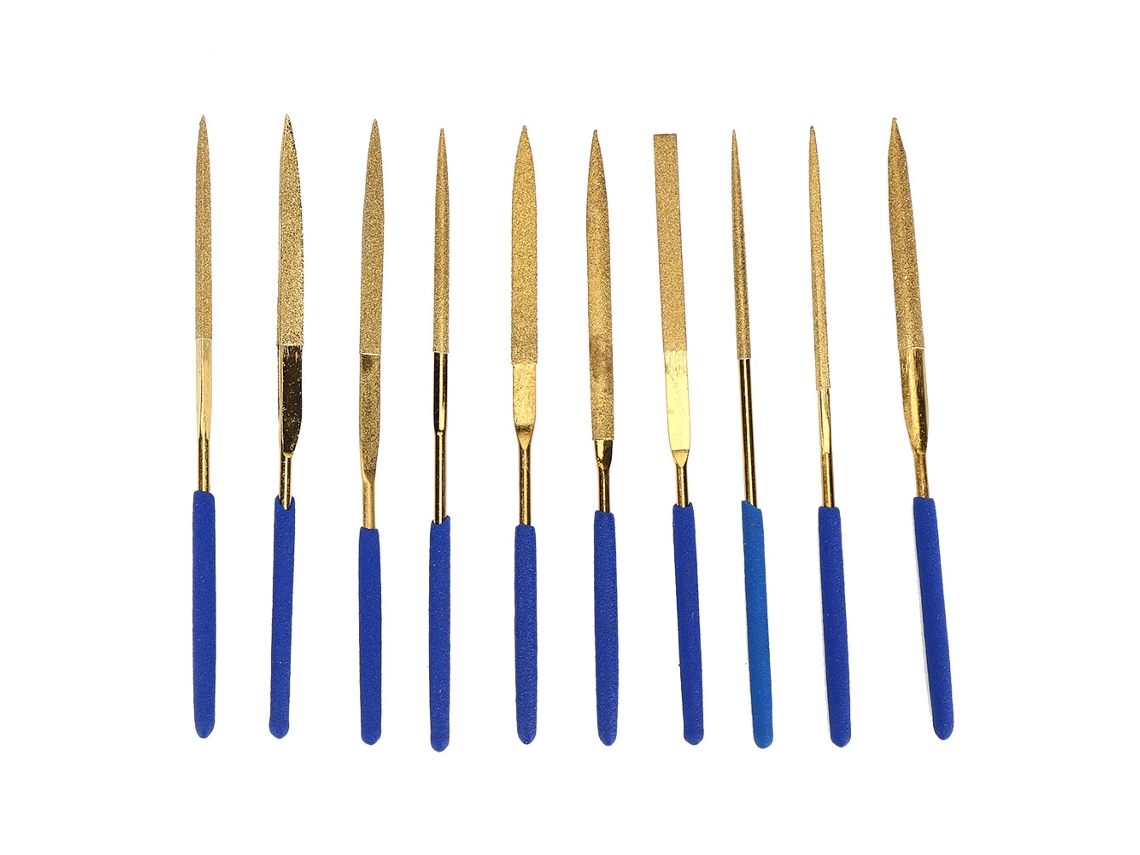 Kit De Arquivos De Agulha Diamante De Aço Placado Com Titânio 3x140mm Para Aço E Cerâmica