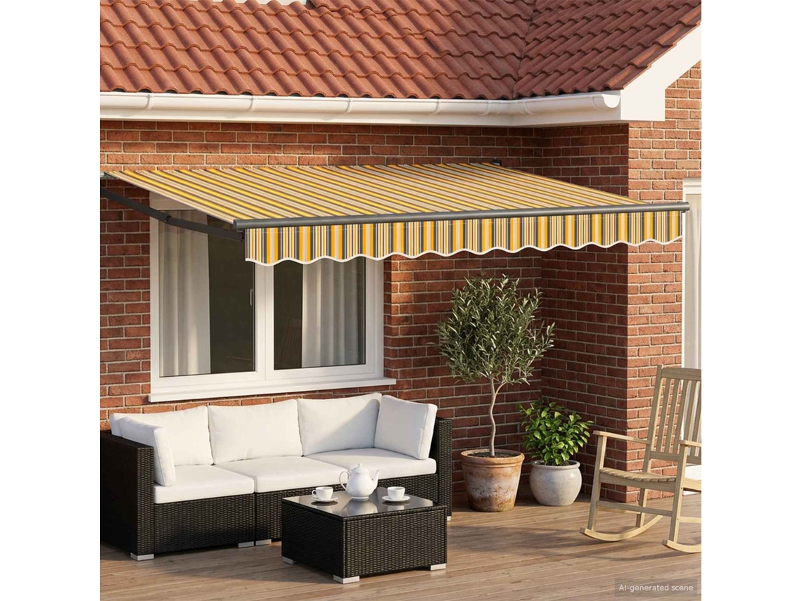 Vidaxl Toldo Retrátil Elétrico Amarelo E Cinza 2,5 X 2 M