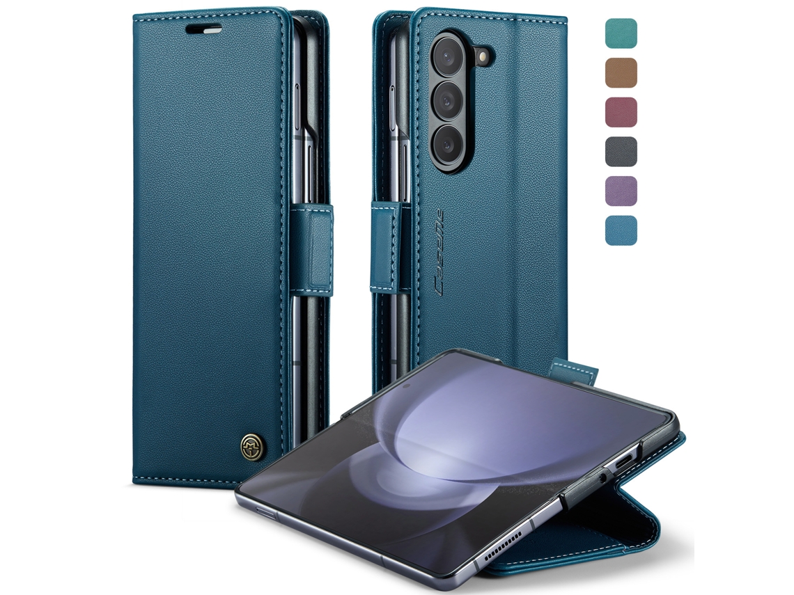 Capa Protetora De Couro Para Celular Com Compartimento Para Cartão, Antifurto E Resistente A Quedas.azul - Samsung Z Fold6