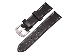 Correa De Cuero Con Hebilla De Acero Inoxidable Para Apple Watch Negro Plata