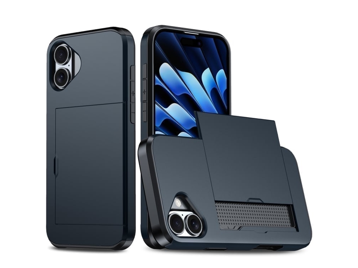 Capa Protetora À Prova De Choque Para Iphone 16 Plus - Compartimento Para Cartão