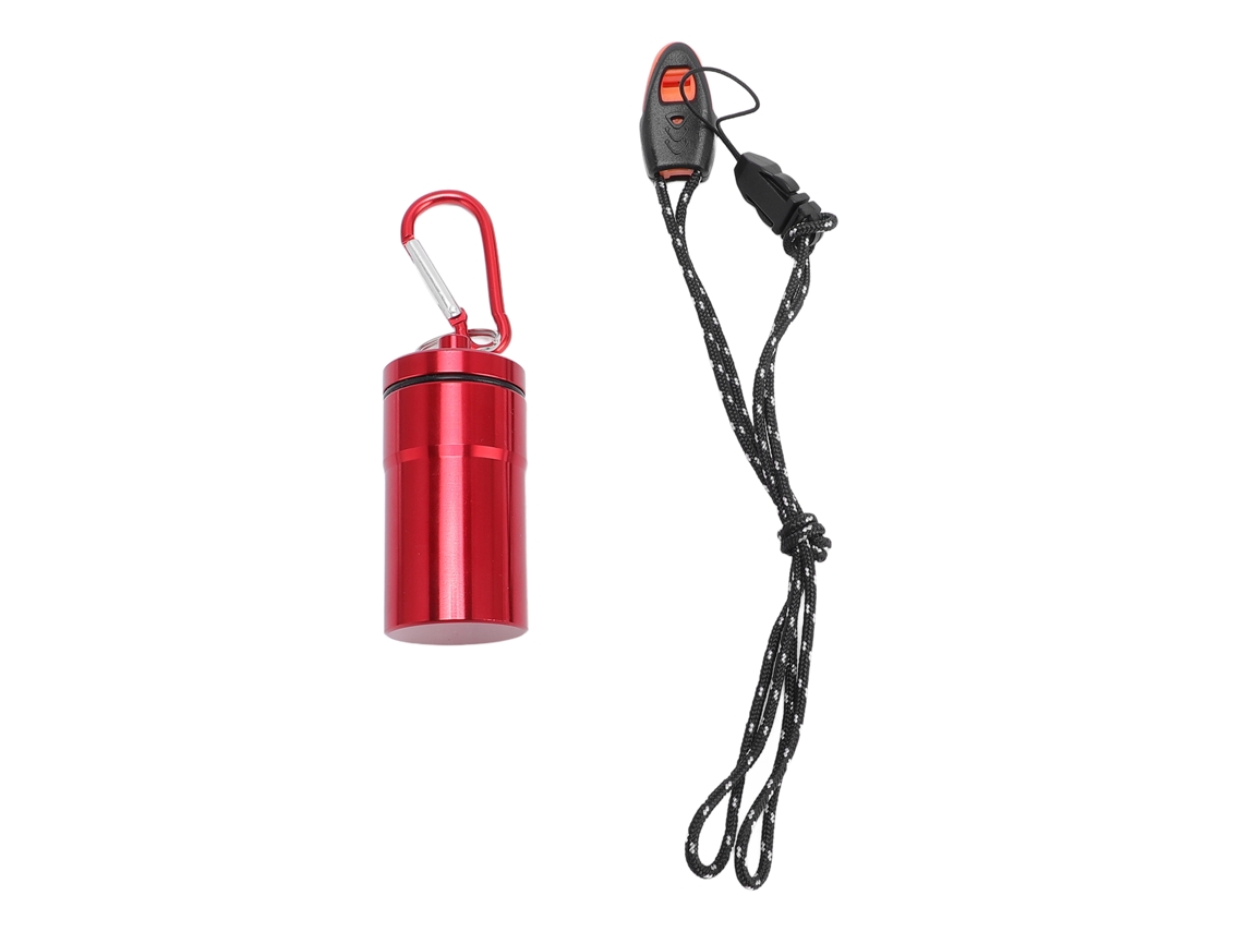 Tubo De Almacenaje Pequeño Aluminio Impermeable Llavero Para Camping Viaje Exterior Rojo