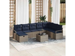 Vidaxl Conjunto De Sofás 9 Unid. Cinzeto Vime Pe