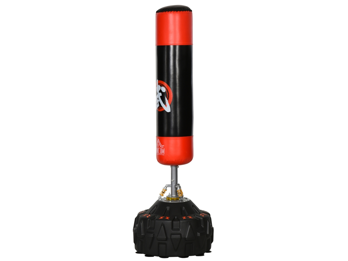 Saco de boxe adulto com base de vácuo, 60x60x180cm, preto/vermelho | S/MARCA