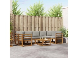 Vidaxl Conjunto De Sofás Para Exterior 8 Pcs Cinza Natural E Claro