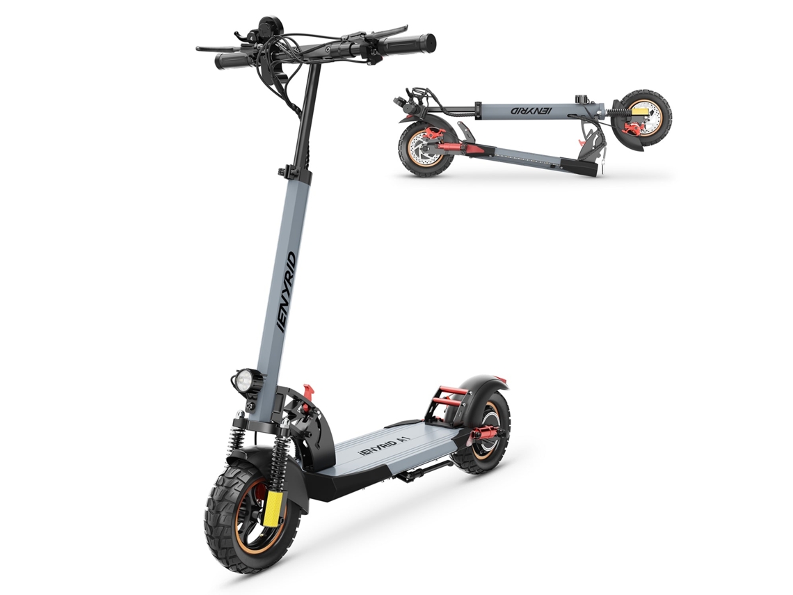 Scooter elétrica Ie A1 com motor de 800W, bateria 48V 12,5Ah, freio a disco, dobrável, cinza, Ienyrid