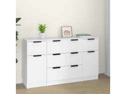 Vidaxl 3 Pcs Conjunto De Aparadores Madeira Processada Branco