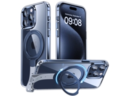 Suporte Casa Cinza Para Iphone 15 Pro Pele Sintética Magnética Cinzento