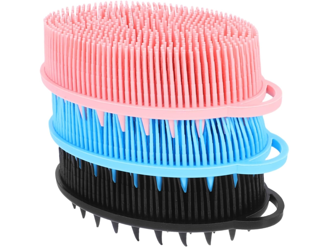 Conjunto De 3 Escovas Silicone Macio, Escova Corporal Ergonômica De Dupla Face Para Esfoliação, Ideal Para Peles