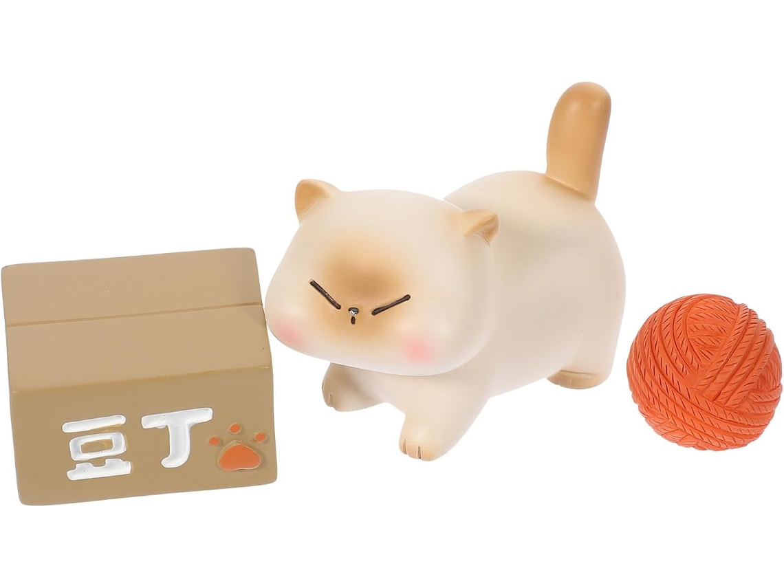 Inoomp Pequena Estatueta de Gato como Decoração de Mesa Criativa com Design Fofo, Feita de Resina e com Acabamento CHABERLU