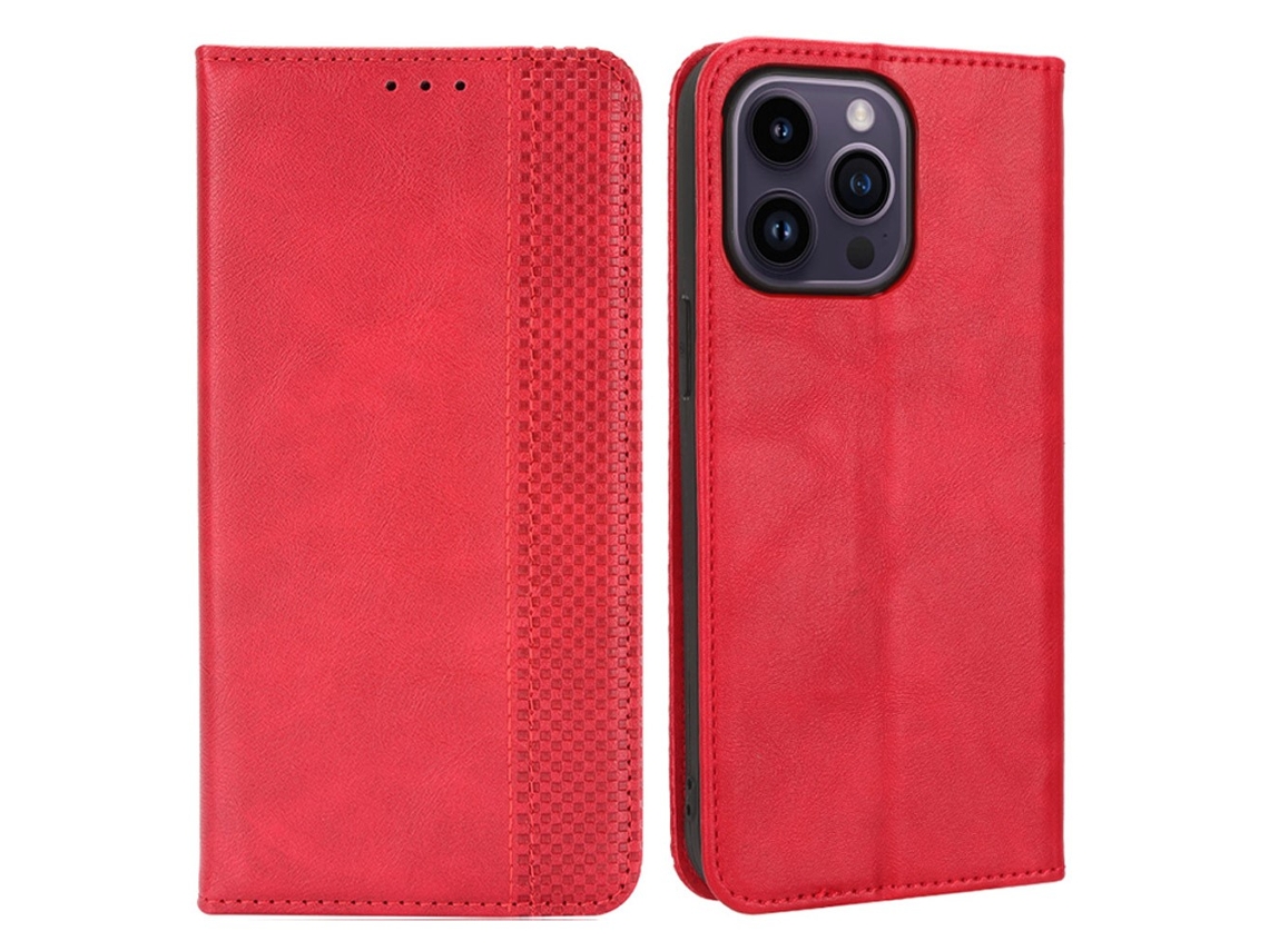 Capa Para Iphone 15 Pro Max Pele Sintética Magnética Vermelho