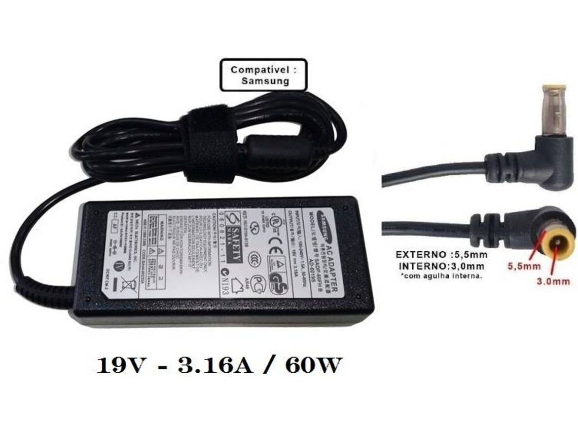 Carregador para Portátil Samsung 60W 19V - 3,16A